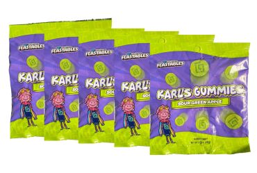 Mr Beast Feastables Green Apple Karl's Sour Gummies Candy Bag, 100G, (Pack Of 5)